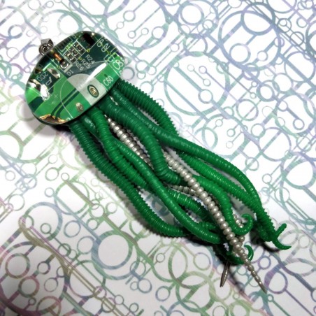 Pendentif méduse circuit imprimé vert