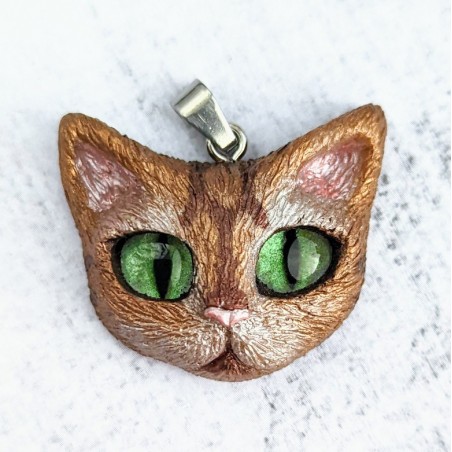 Pendentif chat réaliste fait-main artisanal mignon