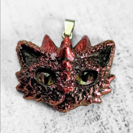 Chat Dragon pendentif collier chaton création fait main