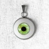 collier pendentif bijou œil humain oeil yeux creepy halloween vert