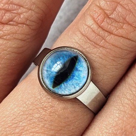 Bague oeil chat bleu