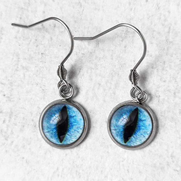 Boucles d'oreilles Oeil de chat bleu