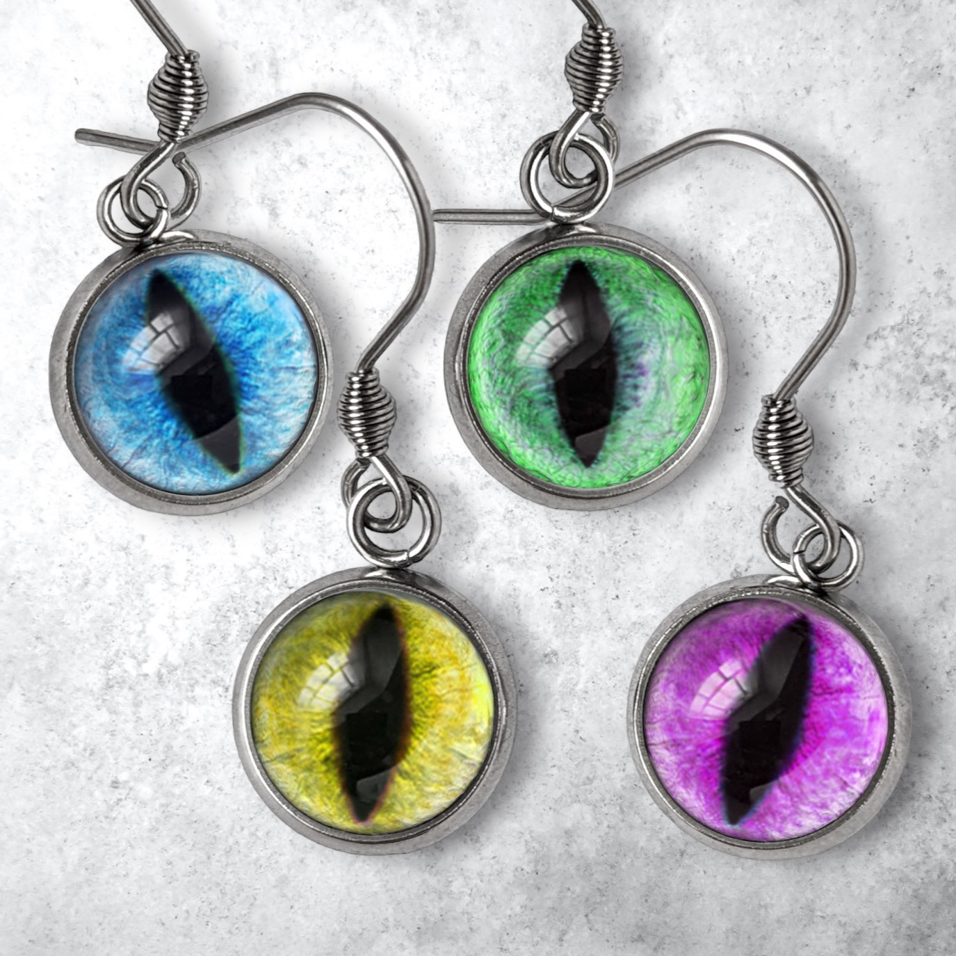 Boucles d'oreilles Oeil de chat bleu