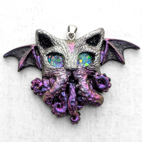 Pendentif chat Cthulhu pieuvre collier Lovecraft