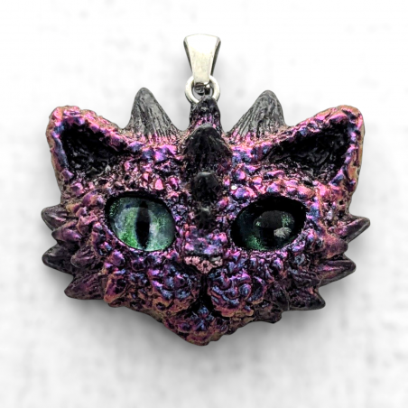 Chat Dragon pendentif collier chaton création fait main