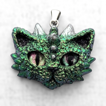 Chat Dragon pendentif collier chaton création fait main