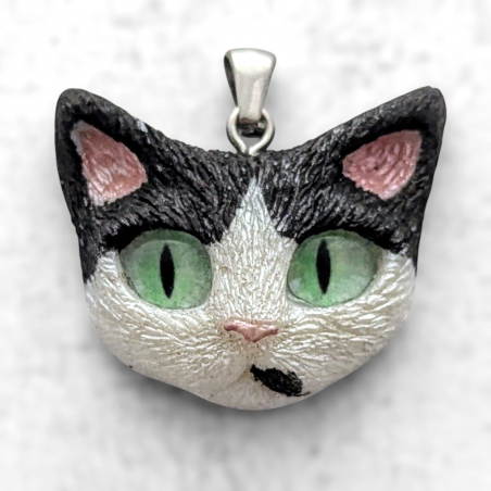 Pendentif chat réaliste fait-main artisanal mignon