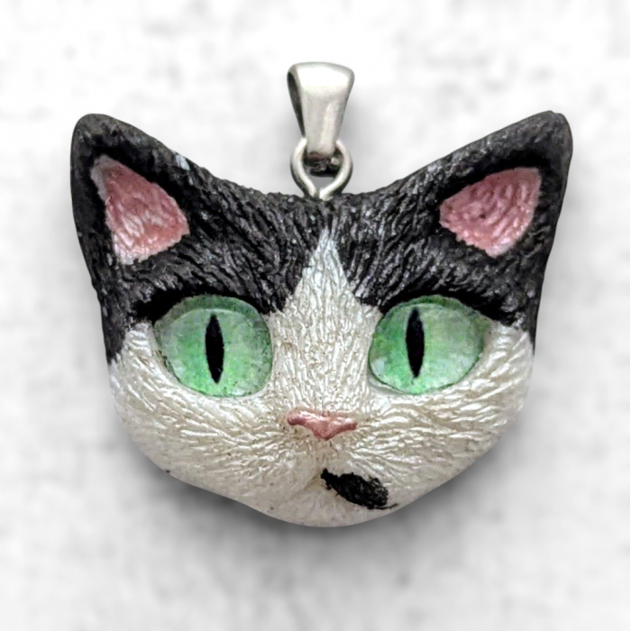 Pendentif chat réaliste fait-main artisanal mignon