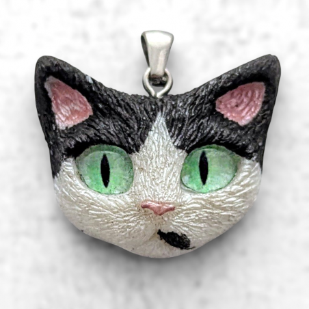 Pendentif chat réaliste fait-main artisanal mignon