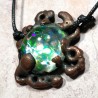 Pendentif cuivre electroforming ooak organique magma vert